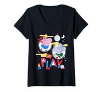 Femme Peppa Pig Lets Play T-Shirt avec Col en V
