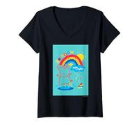 Femme Peppa Pig Rainbow T-Shirt avec Col en V