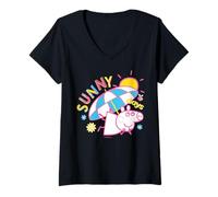 Femme Peppa Pig Sunny T-Shirt avec Col en V