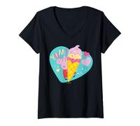 Femme Peppa Pig Yum Ice Cream T-Shirt avec Col en V