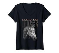 Femme Percheron Tête de Cheval de Ferme pour bétail T-Shirt avec Col en V