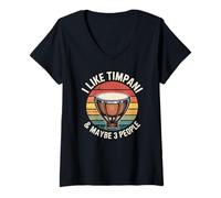 Femme Percussion Musicien Timpani Batteur Vintage T-Shirt avec Col en V