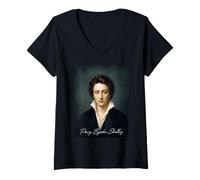 Femme Percy Bysshe Shelley Auteur écrivain T-Shirt avec Col en V