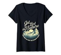 Femme Perdez-Vous dans la Nature et espérez Que Vous ne serez Pas mangé - Randonnée T-Shirt avec Col en V