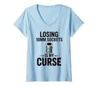 Femme Perdre des Douilles de 10 mm est ma malédiction, Un mécanicien Automobile drôle T-Shirt avec Col en V