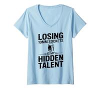 Femme Perdre des Douilles de 10 mm est Mon Talent caché pour mécanicien de Voiture T-Shirt avec Col en V