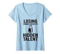 Femme Perdre des Douilles de 10 mm est Mon Talent caché pour mécanicien de Voiture T-Shirt avec Col en V