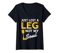 Femme Perdu Une Jambe Pas Mon Âme Citation Positive T-Shirt avec Col en V