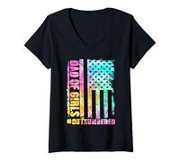 Femme Père de filles en infériorité numérique, dicton drôle, hommes, pères colorés T-Shirt avec Col en V