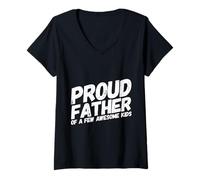 Femme Père Fier, Quelques Enfants géniaux, Papas drôles, Papa, fête des pères T-Shirt avec Col en V