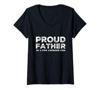 Femme Père Fier, Quelques Enfants géniaux, Papas drôles, Papa, fête des pères T-Shirt avec Col en V