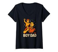 Femme Père fils pêche vintage Papa's Catch T-Shirt avec Col en V