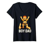Femme Père fils pêche vintage Papa's Catch T-Shirt avec Col en V