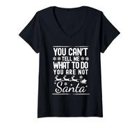 Femme Père Noël Amusant Vintage You Can't Tell Me What to Do Xmas T-Shirt avec Col en V