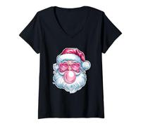 Femme Père Noël avec Gomme à Bulles T-Shirt avec Col en V