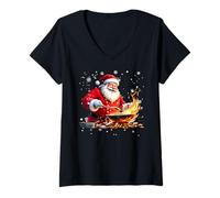 Femme Père Noël Le Chef occupé - Maître de Cuisine des fêtes T-Shirt avec Col en V
