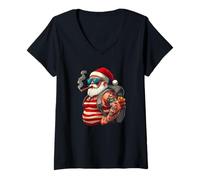 Femme Père Noël tatoué Street Rebel T-Shirt avec Col en V