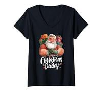 Femme Père Noël Thicc Buff Santa T-Shirt avec Col en V