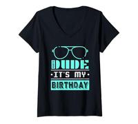 Femme Perfect Dude It's My Birthday Dude Merchandising Garçons T-Shirt avec Col en V