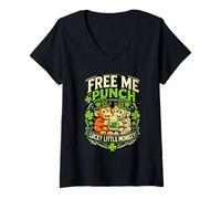 Femme Perforatrice Humoristique avec Singe Mignon pour la Saint-Patrick T-Shirt avec Col en V