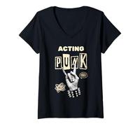 Femme Performance musicale du groupe punk rock n' roll T-Shirt avec Col en V