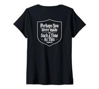 Femme Perhaps You Were Created for Such A Time As This Bible Verse T-Shirt avec Col en V