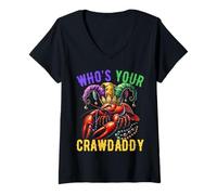 Femme Perles pour écrevisses « Who's Your Crawdaddy » T-Shirt avec Col en V