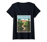 Femme Permaculture l'avenir de l'agriculture T-Shirt avec Col en V