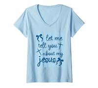 Femme Permettez-Moi de Vous Parler de ma Foi chrétienne en Jésus T-Shirt avec Col en V