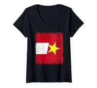 Femme Pérou Vietnam Demi Drapeau Péruvien Histoire Vietnamienne T-Shirt avec Col en V