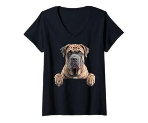 Femme Perro de Presa Canario Chien Mastiff Canari T-Shirt avec Col en V