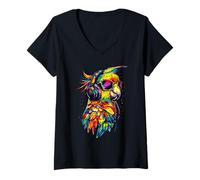 Femme Perroquet Ara Perruche Cacatoès Amoureux Doux Perroquets T-Shirt avec Col en V