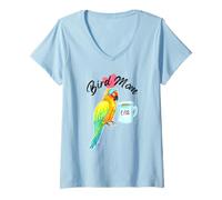 Femme Perroquet Bird Mom Aquarelle T-Shirt avec Col en V
