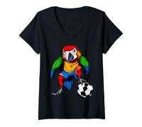 Femme Perroquet de footballeur T-Shirt avec Col en V
