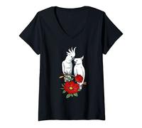 Femme Perroquet Hawaii Tropical Hawaiian Parrot Owner Cockatoo T-Shirt avec Col en V