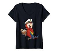 Femme Perroquet Ivre Drôle Capitaine Croisière Vacances T-Shirt avec Col en V