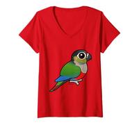 Femme Perruche à Ventre Cramoisi et Oiseau en Forme de Conure T-Shirt avec Col en V