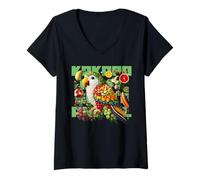 Femme Perruche moine - Art coloré en fruits T-Shirt avec Col en V