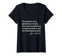 Femme Person Good Roman intolerably Stupid Jane Austen Citation Meme T-Shirt avec Col en V