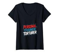 Femme Personal Trainer Torturer Gym Fitness Discipline - T-Shirt avec Col en V
