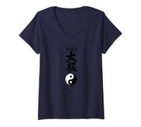 Femme Personnages Chinois de Tai Chi Yin Yang T-Shirt avec Col en V