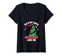 Femme Personne n'aime Noël comme Un Squelette Sarcastique de Style Gothique Noir T-Shirt avec Col en V