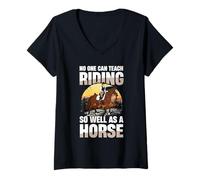 Femme Personne ne Peut enseigner l'équitation Aussi Bien qu'un Cheval T-Shirt avec Col en V