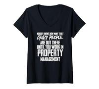 Femme Personne ne Sait Comment Travailler dans la Gestion immobilière propriétaire T-Shirt avec Col en V