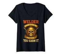 Femme Personne ne vous donne ce titre de soudeur... Tu le mérites Skull T-Shirt avec Col en V