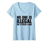 Femme Personne n'est illégal sur Les Terres volées T-Shirt avec Col en V