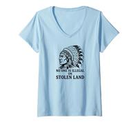 Femme Personne n'est illégal sur Les Terres volées T-Shirt avec Col en V