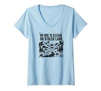 Femme Personne n'est illégal sur Les Terres volées T-Shirt avec Col en V