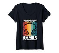 Femme Personne n'est Parfait mais en Tant Que Gamer Tu Approches T-Shirt avec Col en V