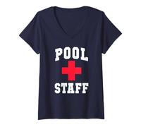 Femme Personnel de piscine amusant pour toutes les filles, excursion de natation, croisière, vacances T-Shirt avec Col en V